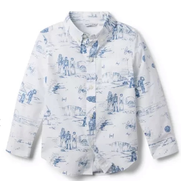 Janie and Jack Other - Janie and Jack - Star Wars - Blue and White Printed Button Down Shirt